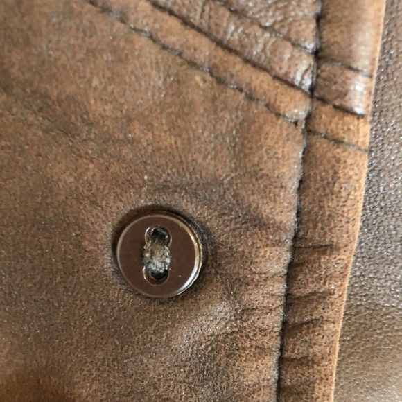 LEATHER jacket chocolate brown fully lined. 3/4 length with pockets - Picture 7 of 9